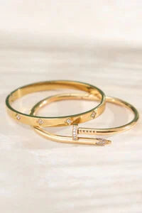 Stainless Steel Wrapped Nail Bangle Set